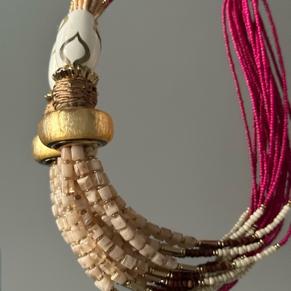 Pink & Gold Beaded Statement Necklace - Picture 2 of 3